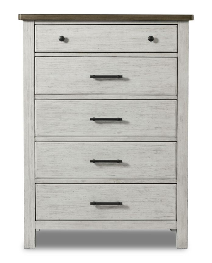 Timber Ridge 5 Drawer Chest - Weathered White