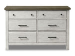 Timber Ridge 6 Drawer Dresser - Weathered White