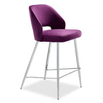 Sheen Counter Height Stool - Aubergine, Chrome