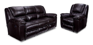 Transformer II Ens. Sofa et fauteuil inclinables électriques en cuir – chocolat