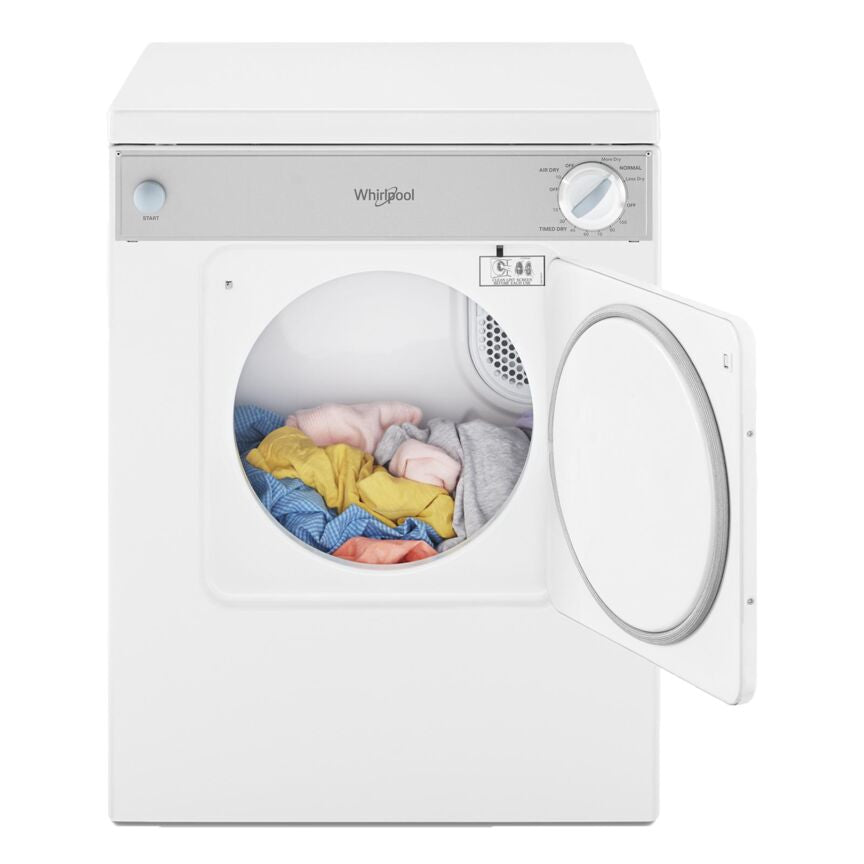 Whirlpool White Compact Electric Dryer with AccuDry™ Drying System (3.4 Cu Ft) - LDR3822PQ