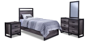 Terra Chambre à coucher 6 mcx lit à panneau simple – gris