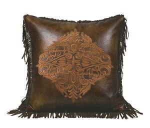 Conway Faux Leather Decorative Pillow - Brown