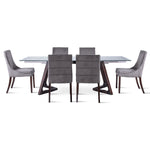 Zyer 7-Piece Extendable Dining Set- Glass, Merlot and Graphite