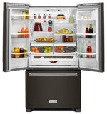 KitchenAid 36" 25.2 Cu. Ft. Black Stainless Steel French Door Refrigerator - KRFF305EBS