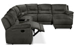 Pasadena 6-Piece Reclining Sectional with Right-Facing Chaise - Dark Grey