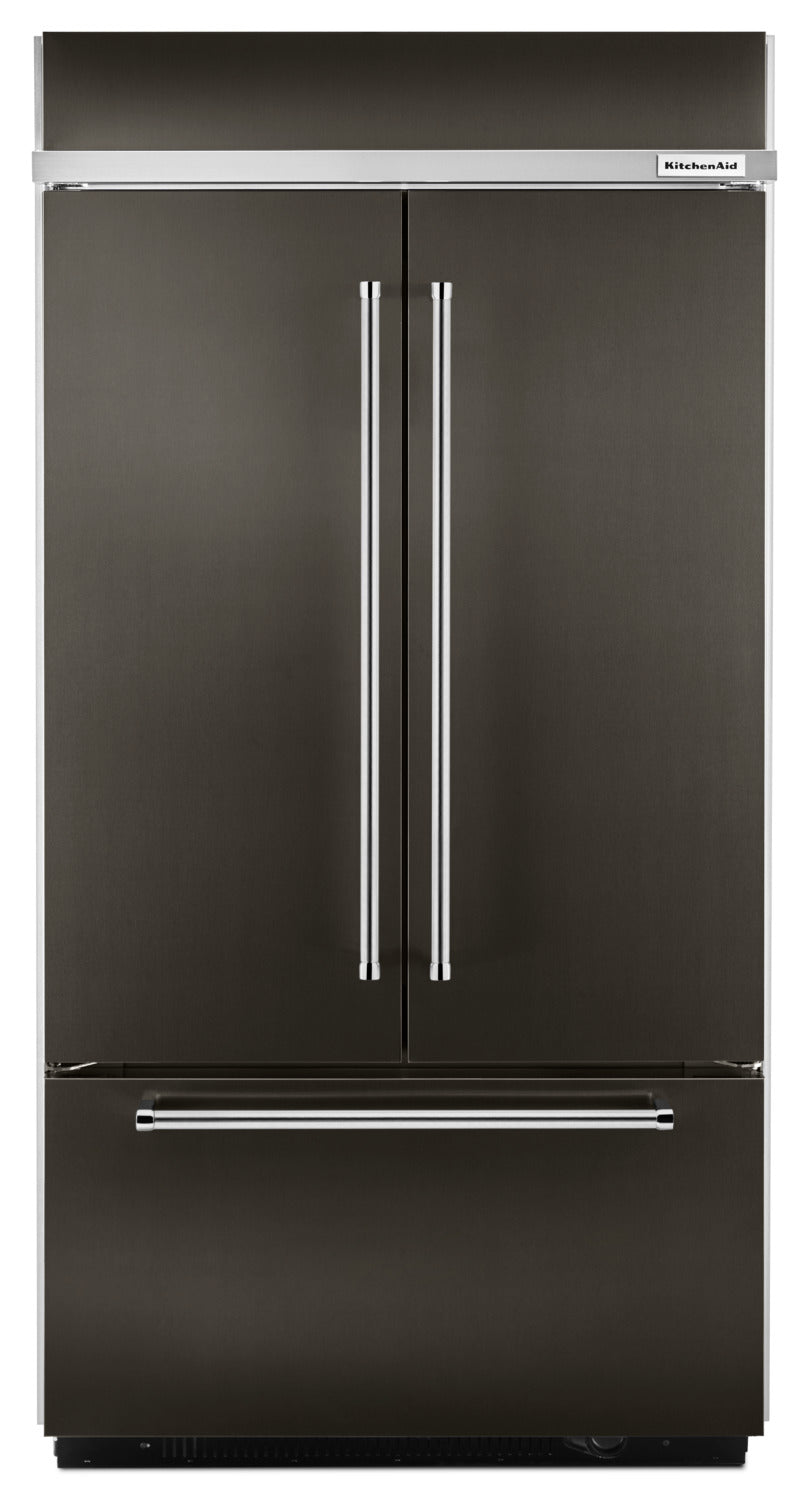 KitchenAid 42" 24.2 Cu. Ft. Black Stainless Steel French Door Refrigerator - KBFN502EBS