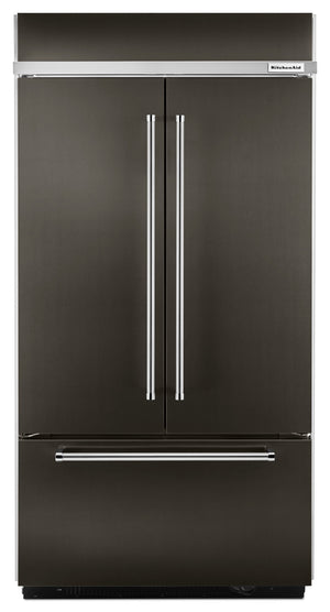 KitchenAid Réfrigérateur encastré 24,2 pi³ porte à 2 battants inox noir KBFN502EBS