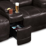 Dearborn Leather Power Reclining Sofa and Reclining Loveseat w/ Console Set - Blackberry