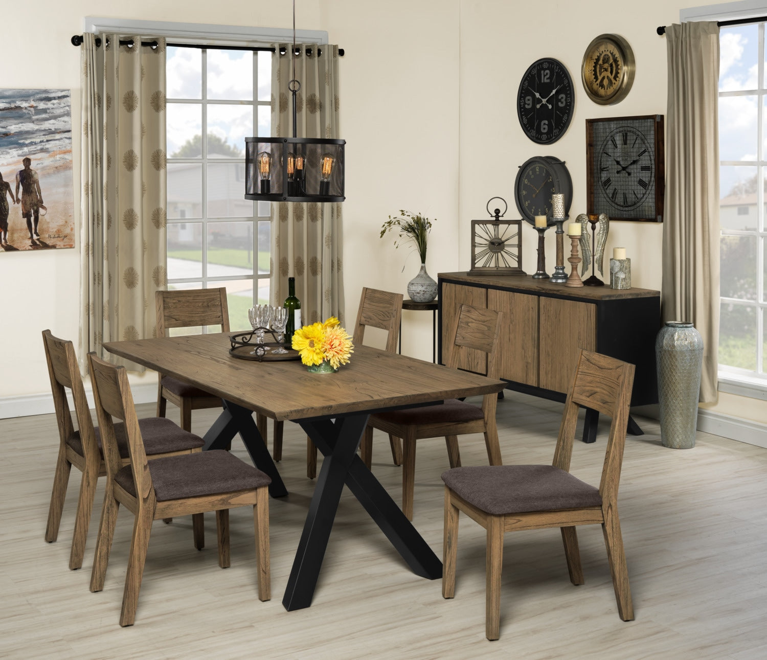 New York Server - Weathered Oak and Black