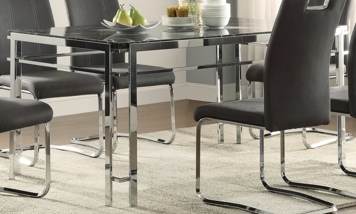 Watt Table - Faux Marble and Chrome