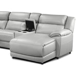 Holton Leather 5-Piece Sectional with Right-Facing Chaise - Grey