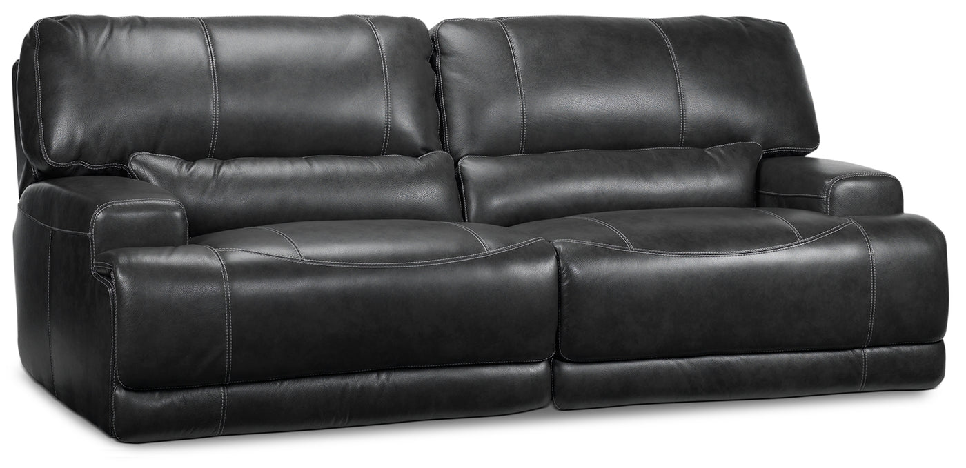 Dearborn Leather Power Reclining Sofa, Loveseat with Console and Recliner Set - Charcoal