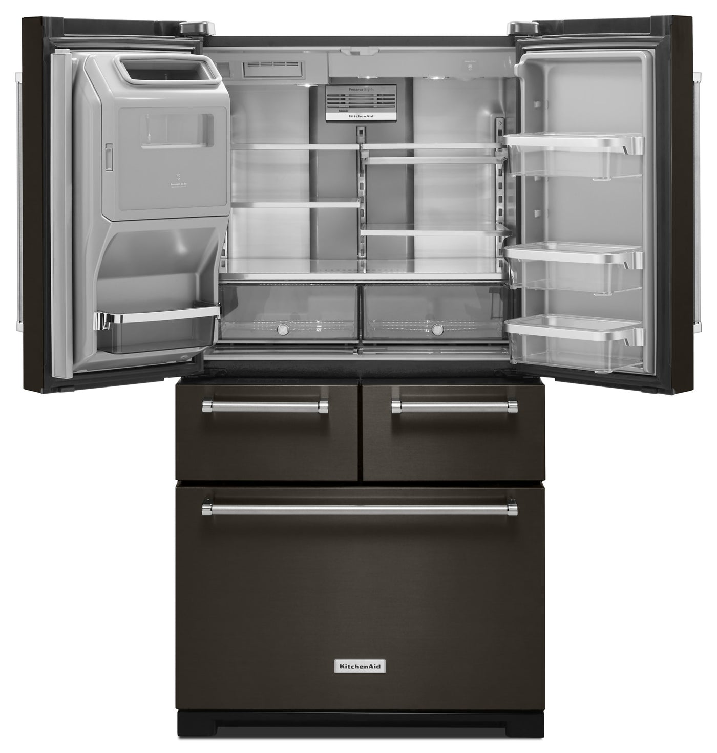 KitchenAid Black Stainless Steel French Door Refrigerator (25.8 Cu. Ft.) - KRMF706EBS