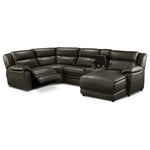 Holton Leather 5-Piece Sectional with Right-Facing Chaise - Charcoal Grey