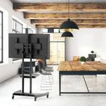 Kanto Black Height Adjustable Mobile TV Cart with Adjustable Shelf for 50" to 82" TVs - MTM82PL