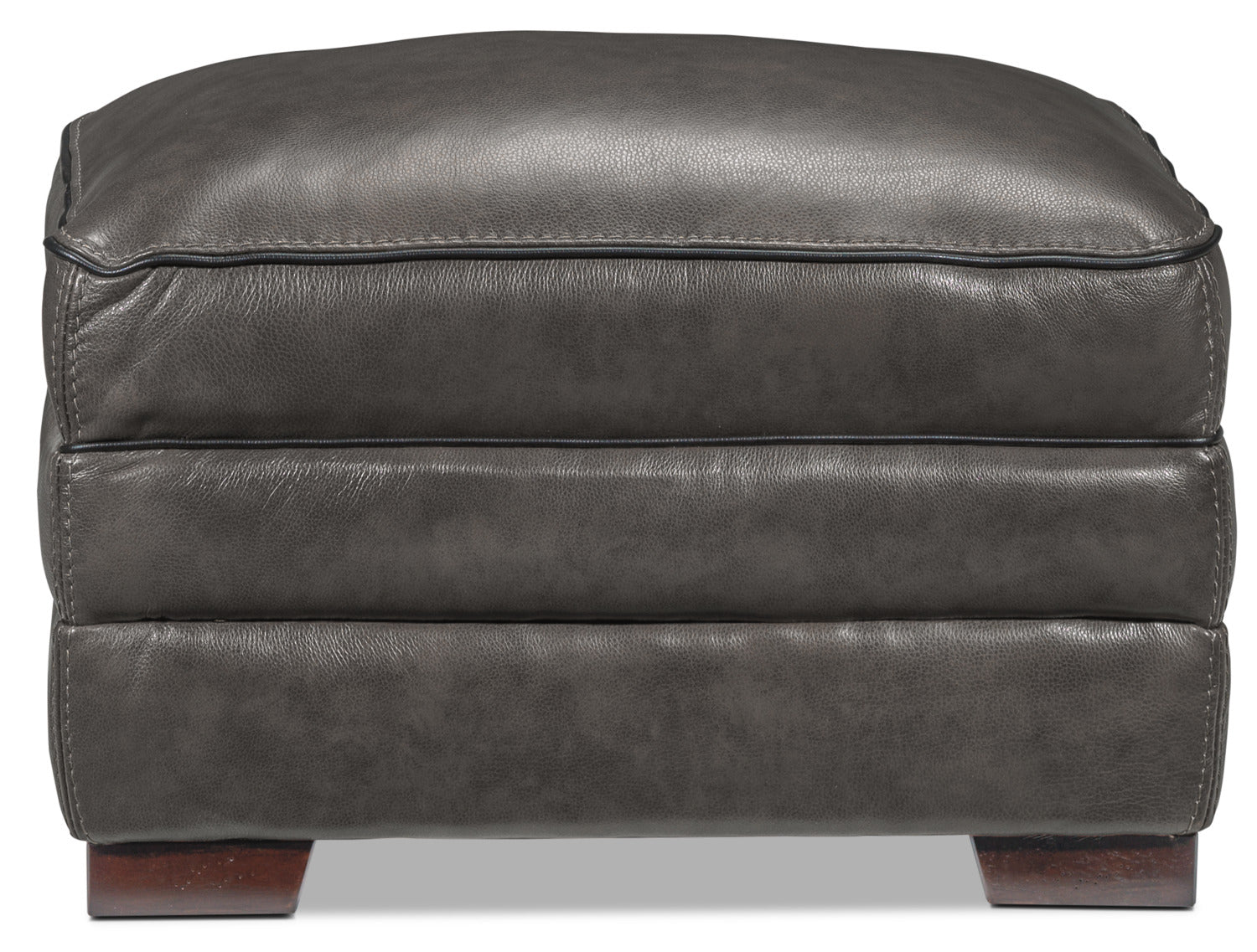 Stampede Leather Ottoman - Charcoal