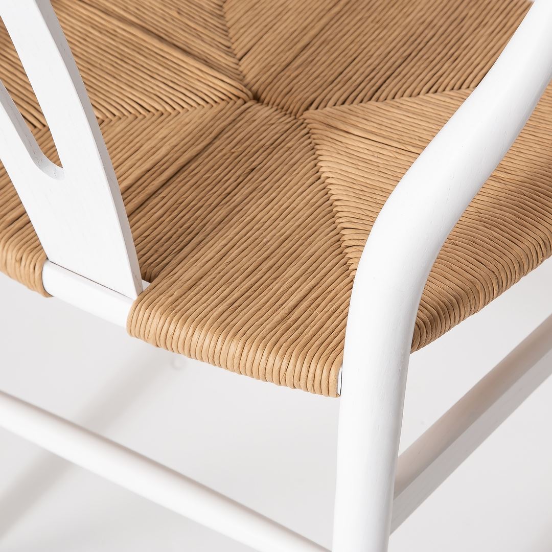 Jessbul Wishbone Dining Chair - White/Natural