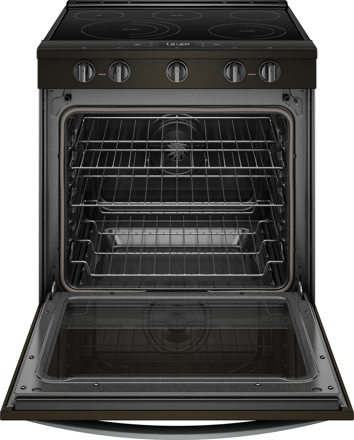 Whirlpool Black Stainless Steel Slide-In Electric True Convection Range (6.4 Cu. Ft.) - YWEE750H0HV
