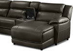 Holton Leather 5-Piece Sectional with Right-Facing Chaise - Charcoal Grey