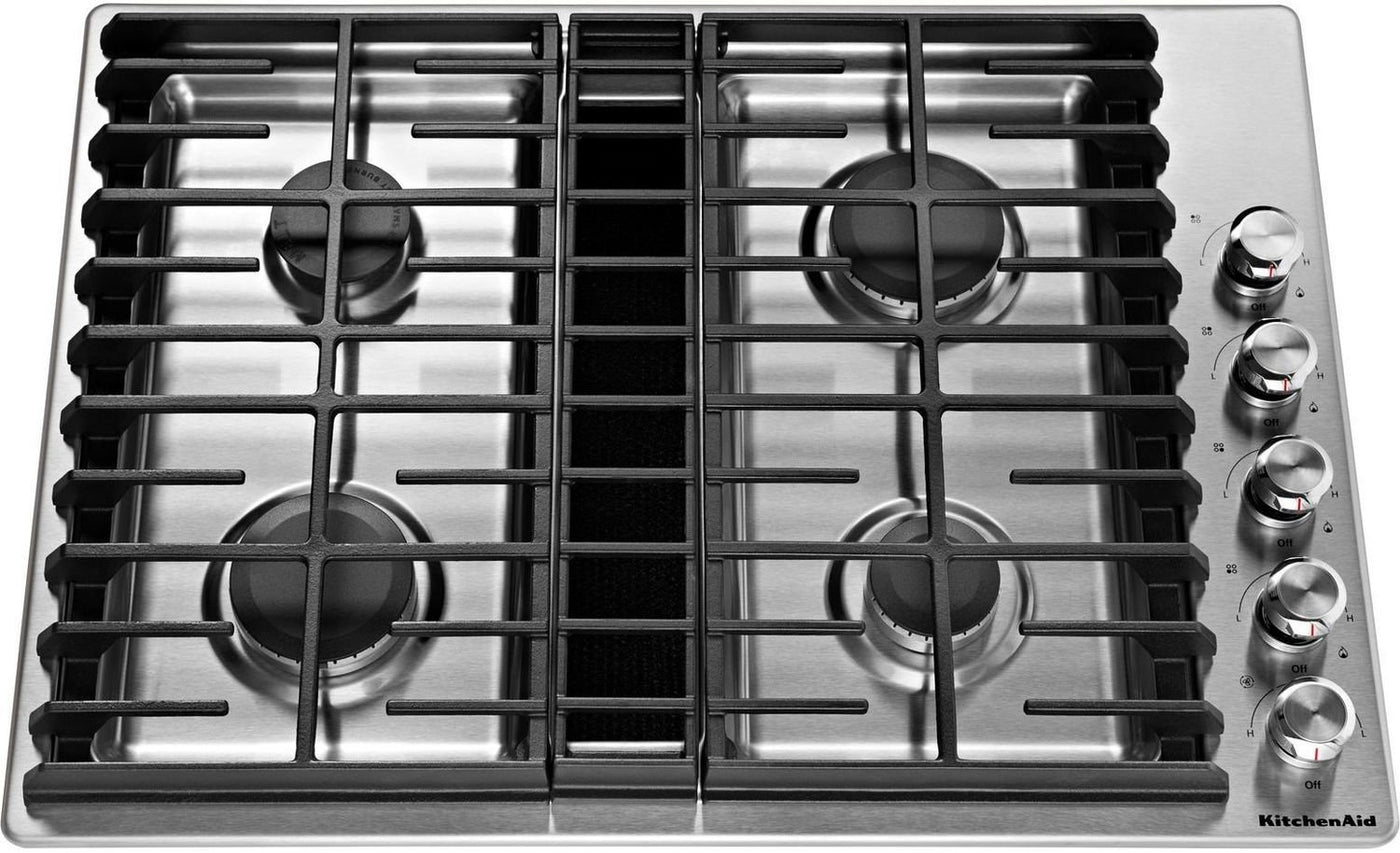 KitchenAid Stainless Steel 30" Gas Downdraft Cooktop - KCGD500GSS