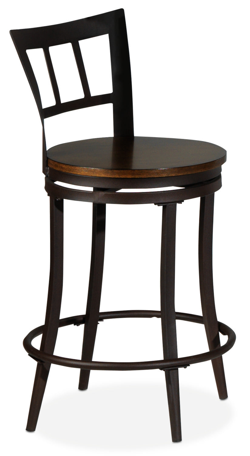Carlo Pub-Height Swivel Stool - Rust and Pine
