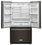 KitchenAid 36" 25.2 Cu. Ft. Black Stainless Steel French Door Refrigerator - KRFF305EBS