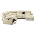 Holton Leather 6-Piece Sectional with Right-Facing Chaise - Pebble