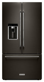 KitchenAid 36" 23.8 Cu. Ft. Black Stainless Steel Counter-Depth French Door Refrigerator - KRFC704FBS