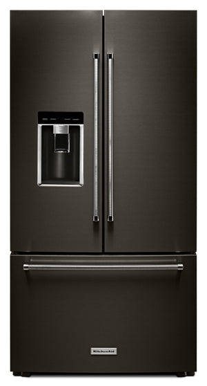 KitchenAid Réfrigérateur 23,8 pi³ porte à 2 battants profondeur comptoir inox noir KRFC704EBS