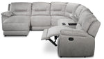 Pasadena 6-Piece Reclining Sectional with Left-Facing Chaise - Light Grey