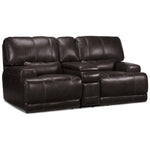 Dearborn Leather Power Reclining Loveseat with Console - Blackberry