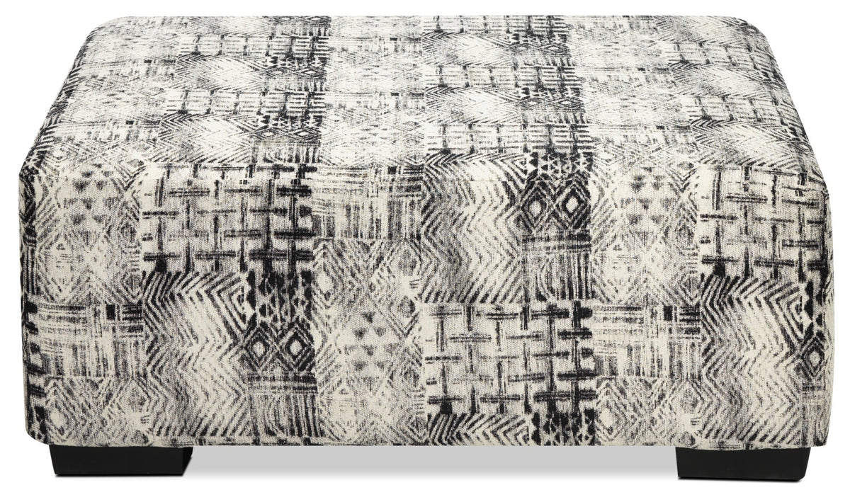 Tremont Cocktail Ottoman - Black and White