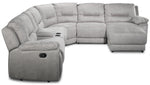 Pasadena 6-Piece Reclining Sectional with Right-Facing Chaise - Light Grey