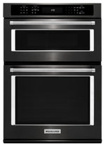KitchenAid Black Stainless Steel Wall Oven (5.0 Cu. Ft.) w/ Microwave (1.4 Cu. Ft.) - KOCE500EBS