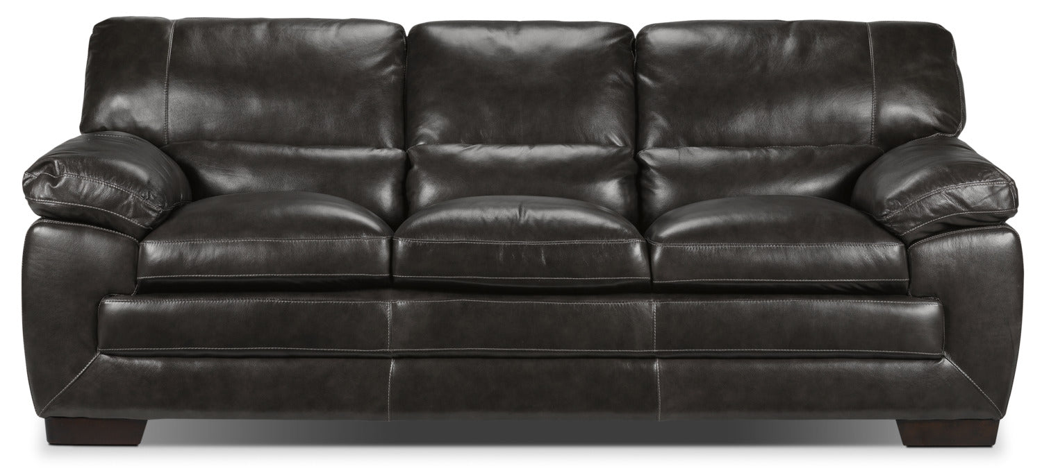 Amarillo Leather Sofa - Charcoal