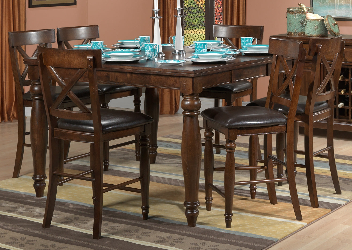 Kingstown 7-Piece Extendable Counter Height Dining Set - Chocolate