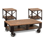 Pinebrook Coffee Table and Two End Tables - Distressed Natural Pine