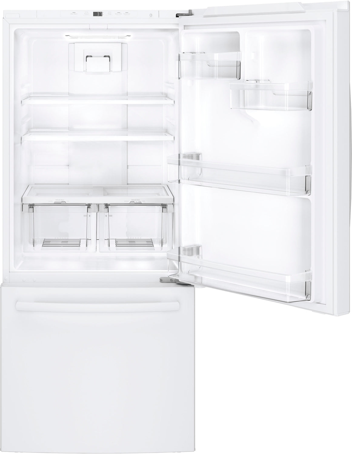 GE 29.75" 20.9 Cu. Ft. White Bottom-Freezer Refrigerator - GDE21DGKWW