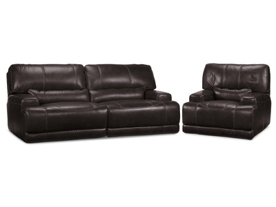 Dearborn Ens. Sofa et fauteuil inclinables électriques en cuir – mûre noire