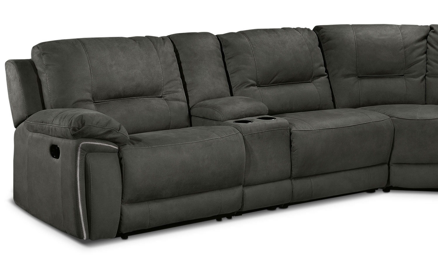 Pasadena 6-Piece Reclining Sectional with Right-Facing Chaise - Dark Grey