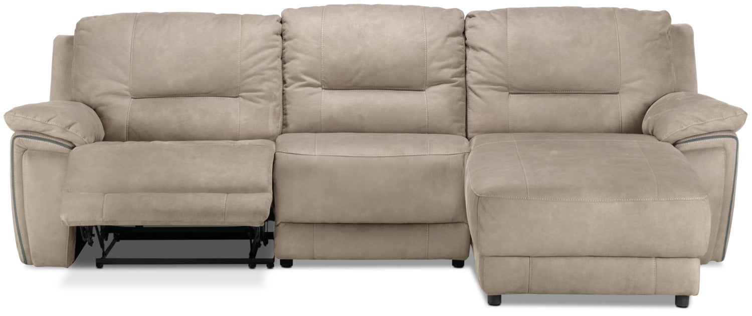 Pasadena 3-Piece Reclining Sofa with Right-Facing Chaise - Light Grey