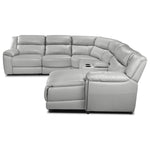 Holton Leather 6-Piece Sectional with Right-Facing Chaise - Grey