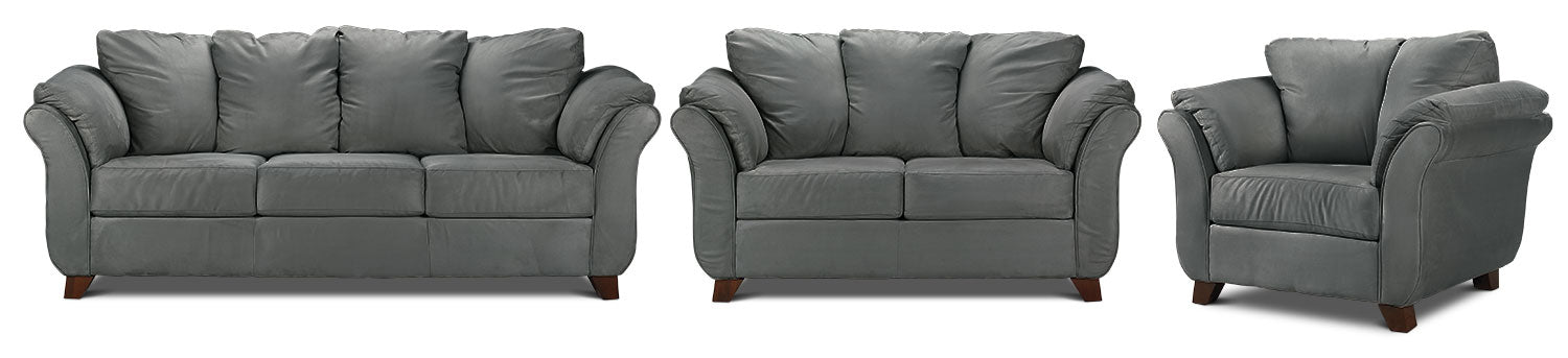 Collier Sofa, Loveseat and Chair Set - Dark Grey