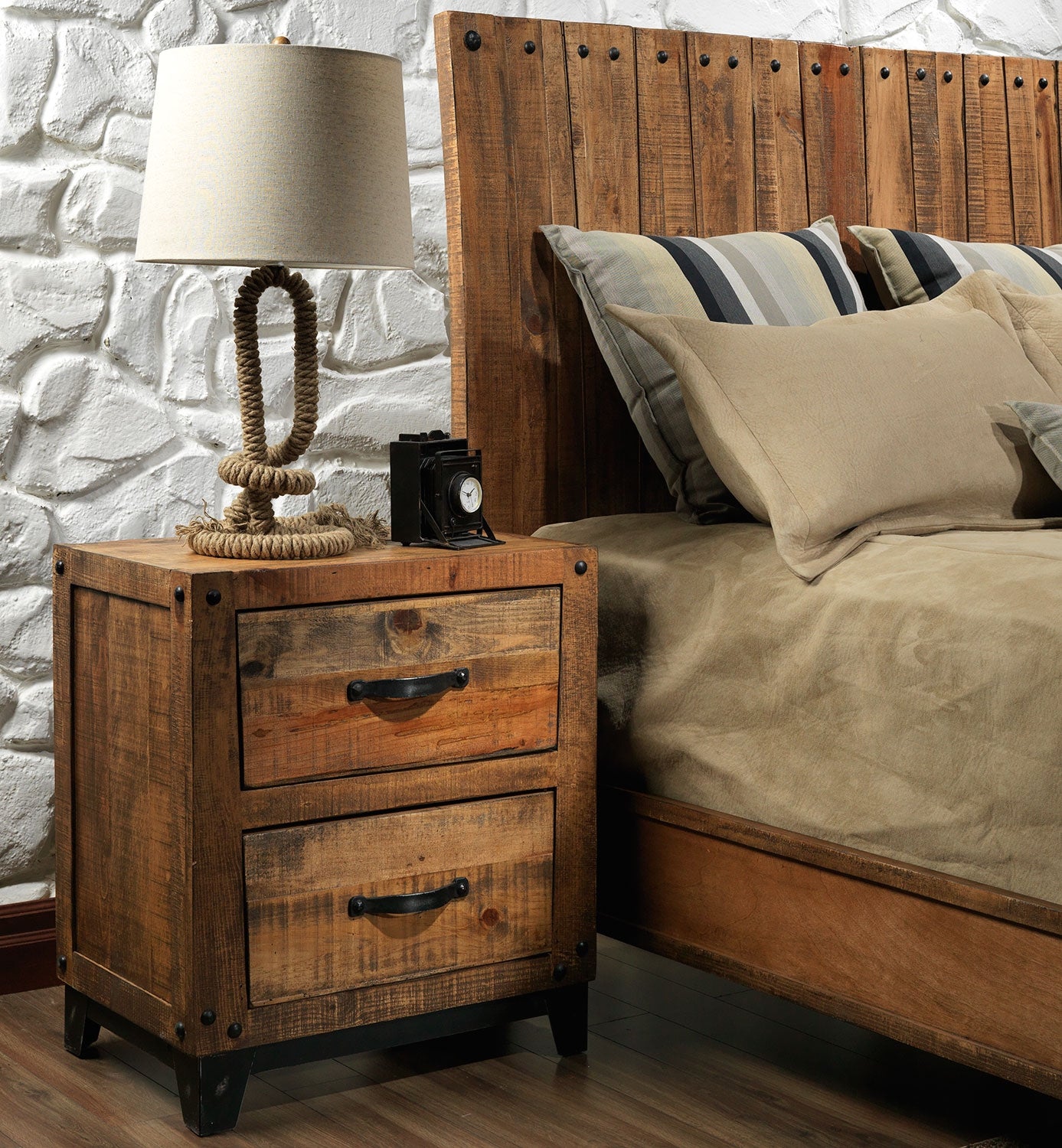 Maya Night Table - Rustic Pine