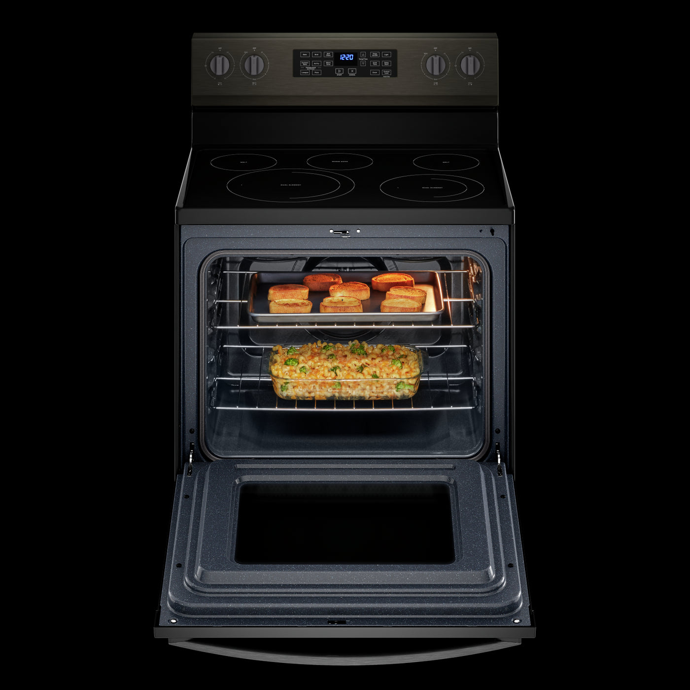 Whirlpool Black Stainless 30" 5-in-1 Range with AirFry (5.3 Cu Ft) - YWFE550S0LV