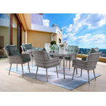 Komarno 7-Piece Outdoor Dining Package - Night Green/Grey