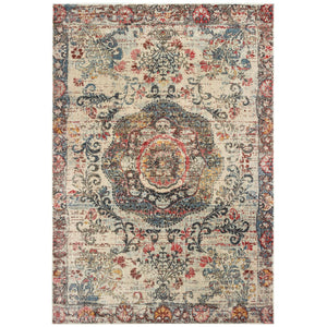 Paxton W047H7L Antiqued Scalloped Medallion Area Rug (3'10"X5'5")