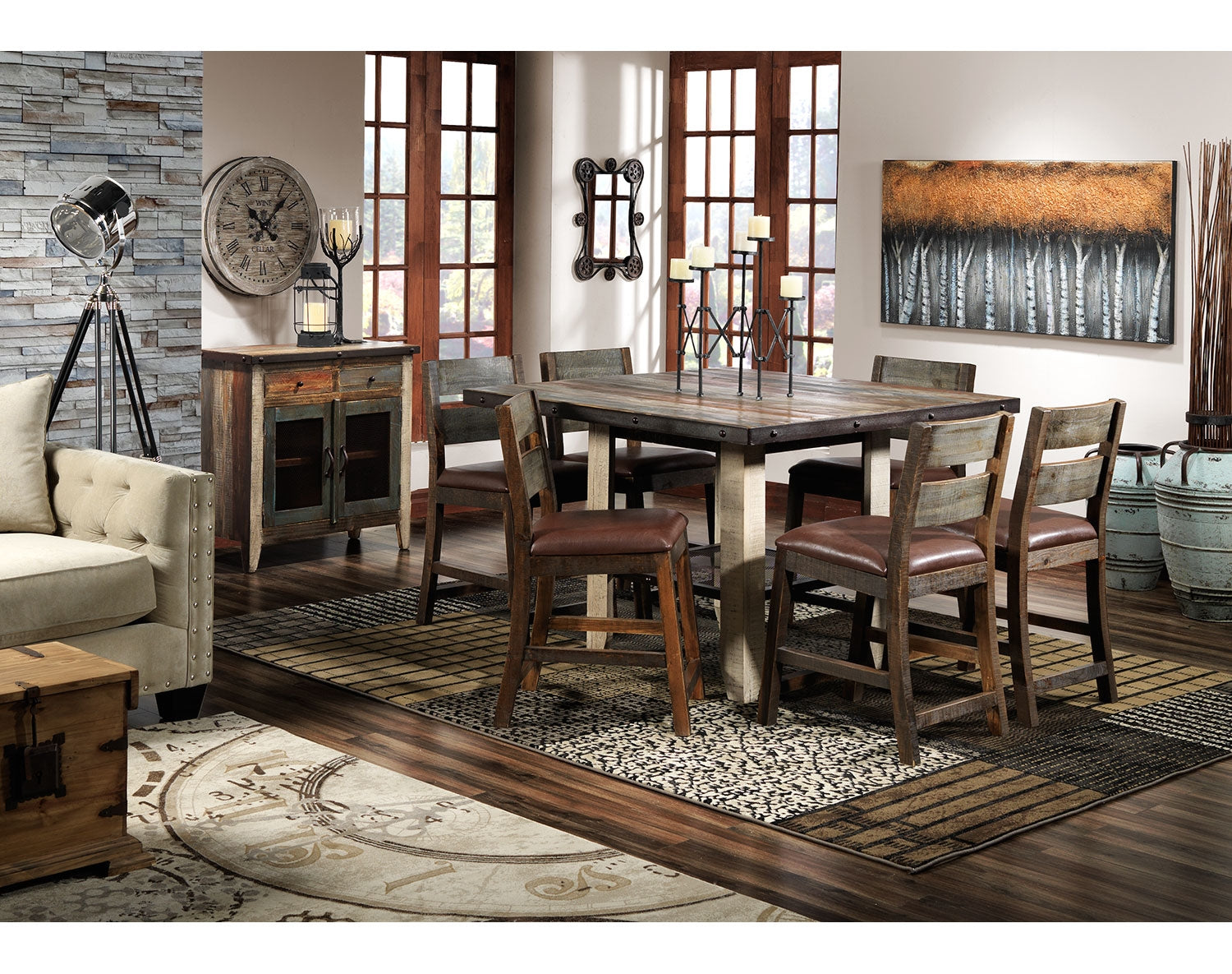 Allison Pine Pub-Height Stool - Antiqued Pine