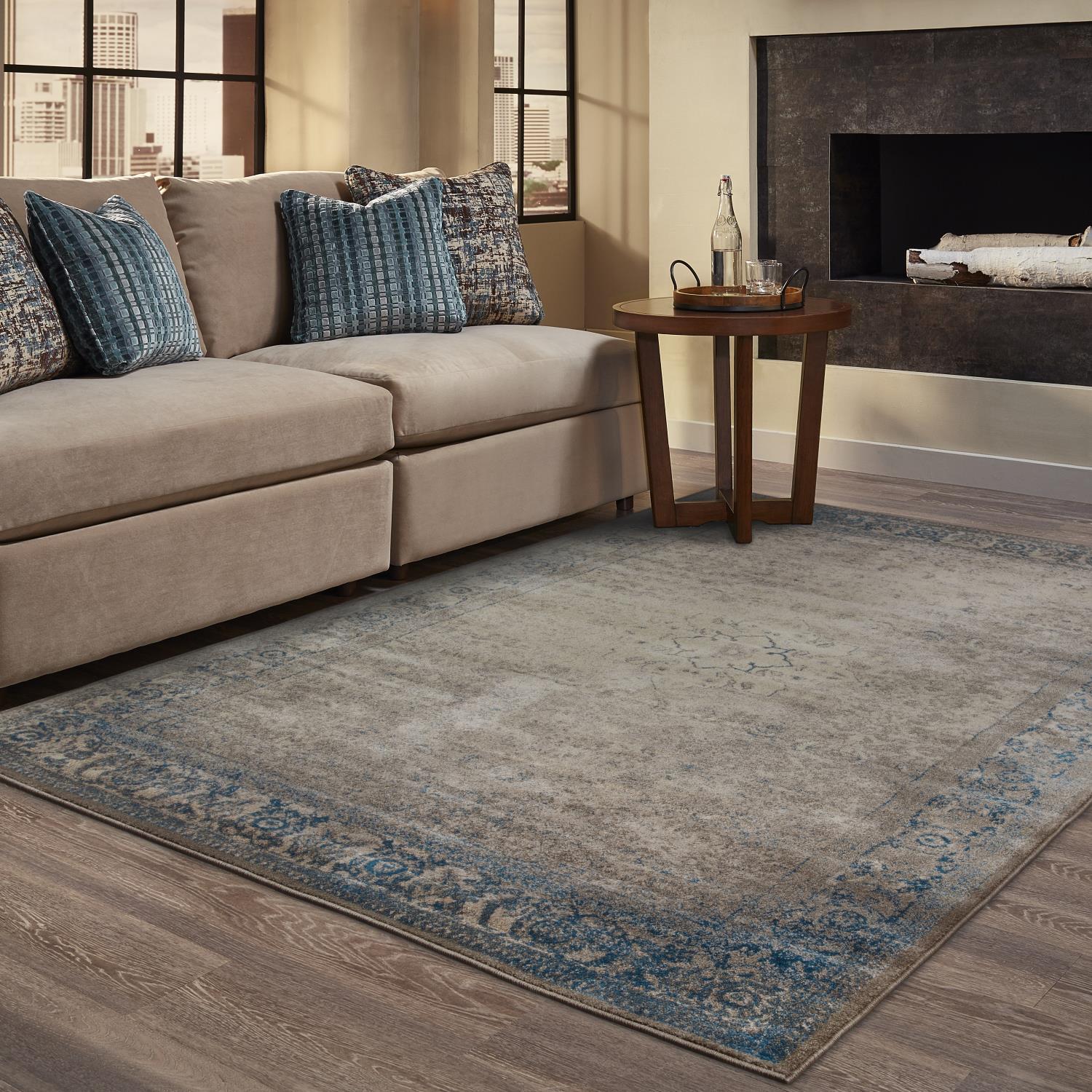 Pierce W1330EL Distressed Medallion Area Rug (9'10"X12'10")